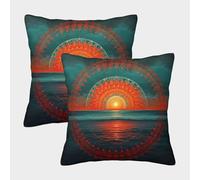 Mandala du Coucher du Soleil Taie d'oreiller Design d'art Spirituel Imprimé Maison Salon Chambre Housses De Coussin 50x50cm Paquet De 2