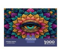 Mandala du Troisième Oeil 1000 Pièces Puzzle Adulte - Carton Recyclé & Puzzle Loisirs Créatifs Fleurs spirituelles vibrantes - pour Adultes Et Enfants 52x38cm/1000pcs Cadeau De Mariage