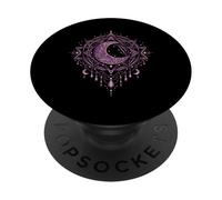 Mandala en Forme de Croissant de Lune et sorcière céleste de la Wicca PopSockets PopGrip Adhésif