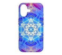 Mandala en Forme de Cube Metatron à Flammes Bleues, Rouges et Jaunes Coque pour iPhone 17