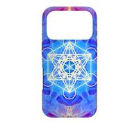 Mandala en Forme de Cube Metatron à Flammes Bleues, Rouges et Jaunes Coque pour iPhone 17 Pro