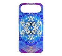 Mandala en Forme de Cube Metatron à Flammes Bleues, Rouges et Jaunes Coque pour iPhone Air