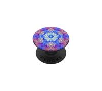 Mandala en Forme de Cube Metatron à Flammes Bleues, Rouges et Jaunes PopSockets PopGrip Adhésif