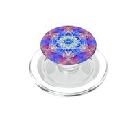 Mandala en Forme de Cube Metatron à Flammes Bleues, Rouges et Jaunes PopSockets PopGrip pour MagSafe