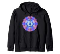 Mandala en Forme de Cube Metatron à Flammes Bleues, Rouges et Jaunes Sweat à Capuche