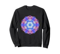 Mandala en Forme de Cube Metatron à Flammes Bleues, Rouges et Jaunes Sweatshirt