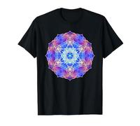 Mandala en Forme de Cube Metatron à Flammes Bleues, Rouges et Jaunes T-Shirt Graphique avec Valeur, Homme, Noir, M