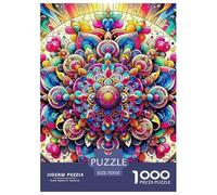 Mandala Fleur 1000 Pièces Puzzle Difficile Et Stimulant sur Challenge Toy JouetsFleurs colorées Divertissement pour Adulte Un Jouet De Jeu 70x50cm/1000pcs
