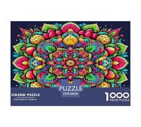 Mandala Fleur 1000pcs pour Adultes et Enfants Mandala Rouge et Vert, Jeu éducatif idéal pour la détente, 38x26 cm/1000pcs