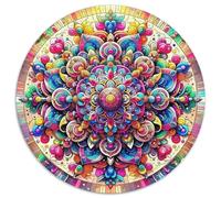 Mandala Fleur Papier Puzzle Jeu De Société Adulte Activités Familiales Stimulantes 1000 Pièces Brilliant Plants Casse-tête Qualité Premium pour Adultes 1000pcs (67.5x67.5cm)