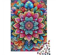 Mandala Fleur Puzzle 1000 Pieces Cadeau Unique Jeu Éduchatif Challenge Toy À De Qualité Supérieure Peinture Art pour Adultes Et Enfants À Partir De 14 Ans 1000pcs (75x50cm)