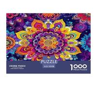 Mandala Fleur Puzzle Adulte 1000pcs Mandala Multicolore aux Couleurs Vives Jeu de Puzzle Stimulant et captivant pour Adultes 52x38 cm/1000pcs