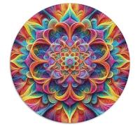 Mandala Fleur Puzzles Jeu De Société Adulte Pièces Parfaitement Assorties 1000 Pièces Brilliant Plants Casse-tête Qualité Premium pour Adultes 1000pcs (67.5x67.5cm)