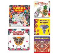 Mandala Floral Art + Cute Butterfly Designs + Fruits & Vegetables Designs + Animals Designs + Wonders Mandala Art Designs Colouring Books | Peace | Imagination | Renewal | Stillness | Delight | Courag