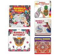 Mandala Floral Art + Cute Butterfly Designs + Fruits & Vegetables Designs + Birds Designs + Wonders Mandala Art Designs Colouring Books | Calmness | Inspiration | Wonder | Expression | Light | Energy