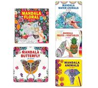 Mandala Floral Art + Cute Butterfly Designs + Sea Animal Designs + Fruits & Vegetables Designs + Animals Mandala Art Designs Colouring Books | Tranquility | Balance | Passion | Joy | Wisdom | Reflecti