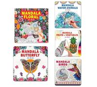 Mandala Floral Art + Cute Butterfly Designs + Sea Animal Designs + Fruits & Vegetables Designs + Birds Mandala Art Designs Colouring Books | Inspiration | Serenity | Energy | Calm | Focus | Meditation