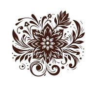 mandala floral avec des pétales complexes, des feuilles et des tourbillons ornementaux sur un fond propre Stickers gravés 42x46.1cm Embellissement mural Café