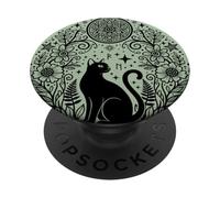 Mandala Floral avec Mandala en Forme de Chat Sorcier céleste PopSockets PopGrip Adhésif