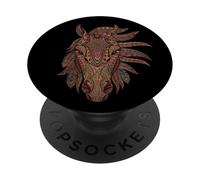 Mandala Floral Complexe pour Amoureux des Chevaux PopSockets PopGrip Adhésif