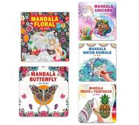 Mandala Floral + Cute Butterfly + Amazing Unicorn + Sea Animals + Fruits & Vegetables Art Designs Pattern Colouring Books For Kids | Mandala Art | Coloring Book | Relaxation | Creativity | Mindfulness