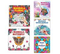 Mandala Floral + Cute Butterfly + Amazing Unicorn + Sea Animals + Magic Art Designs Pattern Colouring Books For Kids | Mandala Art | Coloring Book | Relaxation | Creativity | Mindfulness | Stress Reli