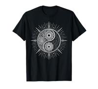 Mandala Floral Yin Yang Sun Minimal Tai Chi méditation T-Shirt