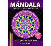 Mándala: Libro De Colorear Para Adultos Para Aliviar El Estrés. El Fondo Negro.