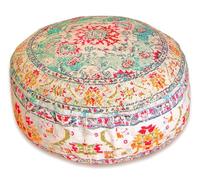 Mandala Life ART Bohémien Yoga Décor Housse de Coussin de Sol - 60x20 cm - Taie d'oreiller de Méditation Ronde - Décoratif Pouf Tapis en Coton imprimé