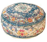 Mandala Life ART Bohémien Yoga Décor Housse de Pouf Ottoman - 60x20 cm - Taie d'oreiller Del Sol de Méditation Ronde - Décoratif Pouf Tapis en Coton imprimé
