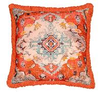 Mandala Life ART Boho Chic Yoga Decor Housse de Coussin de Méditation - 65 cm - avec Frange Vintage - Taie d'oreiller Del Sol - Carrée - Zafu décoratif en Coton imprimé