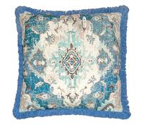 Mandala Life ART Boho Chic Yoga Decor Housse de Coussin de Méditation - 65 cm - avec Frange Vintage - Taie d'oreiller Del Sol - Carrée - Zafu décoratif en Coton imprimé