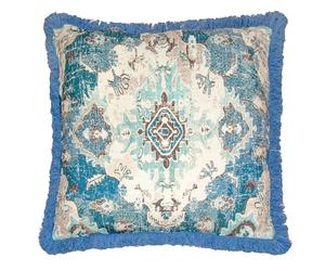 Mandala Life ART Boho Chic Yoga Decor Housse de Coussin de Méditation - 65 cm - avec Frange Vintage - Taie d'oreiller Del Sol - Carrée - Zafu décoratif en Coton imprimé