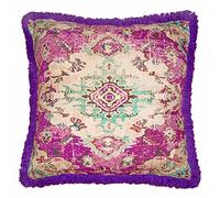 Mandala Life ART Boho Chic Yoga Décoratif Housse de Coussin de Méditation - 65 cm - avec Frange Vintage - Taie d'oreiller Del Sol - Carrée - Zafu en Coton imprimé