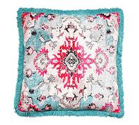 Mandala Life Art Housse de Coussin de méditation carré en Coton avec Franges et imprimé - Bohème Chic - 66 cm, Bleu Vintage