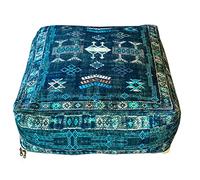 Mandala Life ART Housse de Pouf marocain Bleu - Coussin de Sol pour décoration bohème Chic et bohème - 61 x 20,3 cm - Coton - Coussin Non Inclus