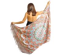 Mandala Life ART Pareo De Plage Avec Des Franges Boheme Look De Plage Boheme Xxl Longue Robe Jupe Tapisserie Foulard Écharpe Rayone Sarong 180X110Cm