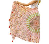 Mandala Life ART Pareo De Plage avec des Franges Plage Mode Femme Boheme Sexy XXL Longue Robe Jupe Tapisserie Foulard Écharpe Coton Sarong 180X110Cm