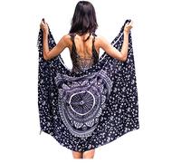 Mandala Life ART Paréo pour homme - Drapeau Pirate noir - Paréo parfait pour la plage, le camping, le festival et plus 180x120cm 100% Cotton