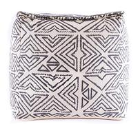 Mandala Life ART Pouf Ottoman Cube Tabouret - Rembourrage Non Inclus 50x50x50cm Coton - Boho Chic Coussin de Sol Décoratif Fait Main Noir Blanc