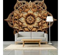 Mandala Lotus Papier Peint Photo 400 x 280 cm Intissé Murale, Géométrie Symétrique Papier Peint Panoramique Photo Murale Tenture Poster Murales pour Entrée Salon