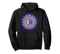 Mandala Lune Etoiles Bleu Jaune Yoga Design Hindou Bouddhiste Sweat à Capuche