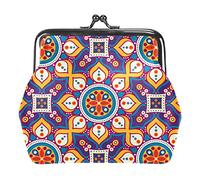 Mandala Motif sans Couture Porte-Monnaie Vintage Pochette Boucle Pochette Kiss-Lock Changement Sac à Main Fermoir Fermeture Portefeuilles pour Femmes Fille