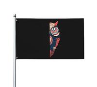 Mandala Owl Gift Art Colorful Anime Animals Drapeau décoratif d'extérieur de qualité supérieure 0,9 x 1,5 m - Couleurs vives, coupe-vent et résistant à l'eau - Idéal pour le jardin et les événements