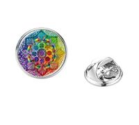 Mandala Sacred Geometric Broches Om India Yoga Symbole Art Fleur Lotus Verre Photo Rond Broche Badge