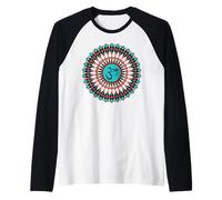 Mandala Spirituel Yoga Om Symbole Tribal Corail Turquoise Manche Raglan