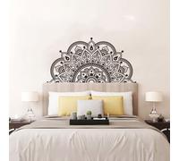 Mandala Sticker mural amovible en vinyle pour décoration d'intérieur, porte, plastique, métal, carrelage (noir)