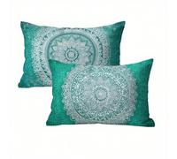 Mandala Taie Oreiller 40x60 Velours Housse de Coussin Bleu Lot de 2, Taies d'oreiller Exterieur Impermeable Respirant et Hypoallergénique, Coussin Decoratif pour Canapé, Salon, Coucher, Jardin K2-72