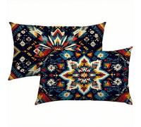 Mandala Taie Oreiller 50 x 70 Housse Coussin Lin Bohème Lot de 2, Taies d'oreiller Luxueuse et Rafraîchissante, Housse de Coussin Exterieur Impermeable, Coussin Decoratif pour Salon Coucher S1-768