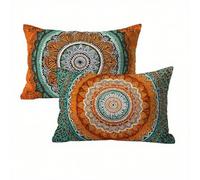 Mandala Taies d'oreiller 50x80 Housse Coussin Velours Lot de 2, Taie Oreiller Bohême, Douce et Respirante Housse de Coussin Canapé Impermeable pour Salon Jardin avec Fermeture Éclair Invisible K2-71